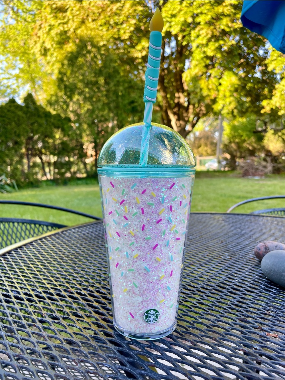 Starbucks Birthday Glitter Cold Cup with Birthday Candle Straw Topper 16 ounce